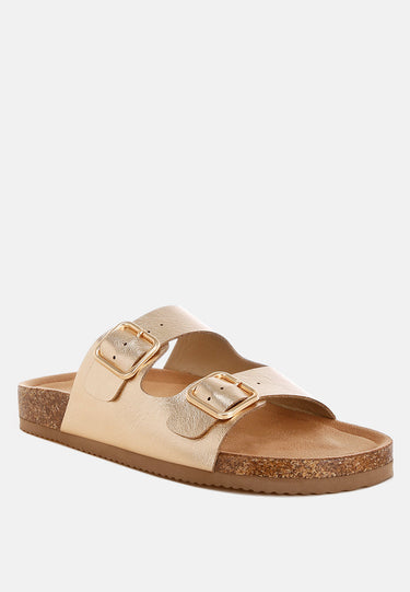 Parla Metallic Double Buckle Sandals