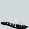 SWEETIN White Strappy Flat Slip On Sandals#color_white