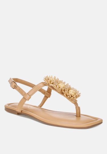 Salwa Floral Applique Thong Sandals