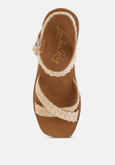 Sephone Woven Square Toe Wedges