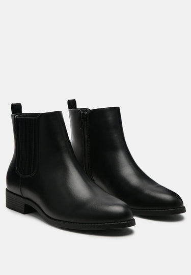 Black Almond Toe Chelsea Boots
