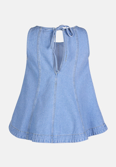 Sleeveless Denim Peplum Top