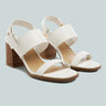 GERTUDE Slingback Block Heel Leather Sandal in White-White