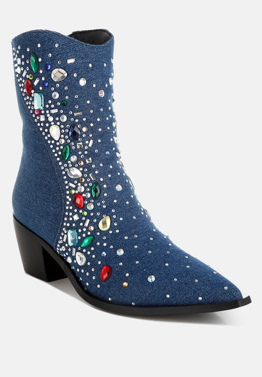 Multi Color Stones Embellished Boots by RAG
