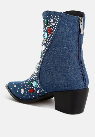 Multi Color Stones Embellished Boots by RAG