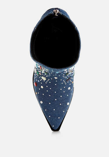Multi Color Stones Embellished Boots by RAG