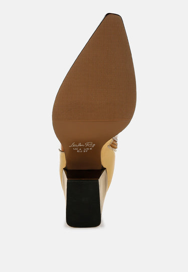 Stemon Three Tone Block Heel Boots