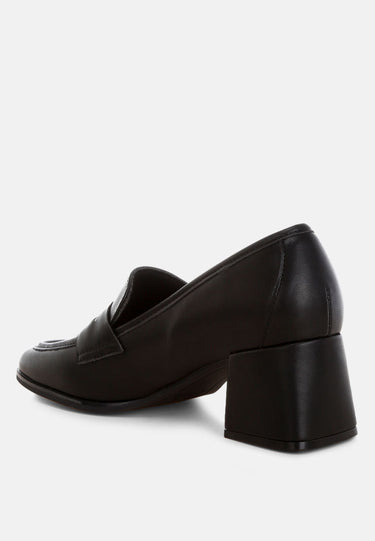 Sutapa Penny Strap Flared Block Heel Loafers