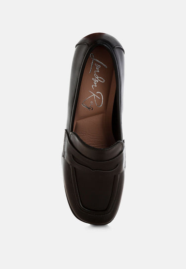 Sutapa Penny Strap Flared Block Heel Loafers