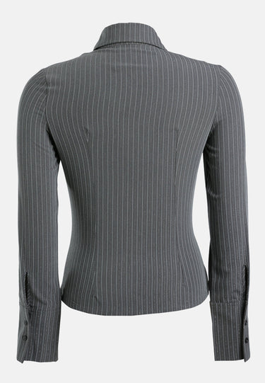 Tailored Glitter Pinstripe Button-Down Shirt