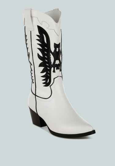 Winged Patchwork Cowboy Boots by MODE