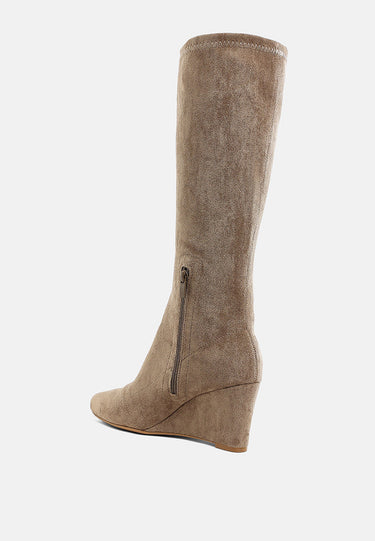 Microfiber Wedge Heel Boots by MODE