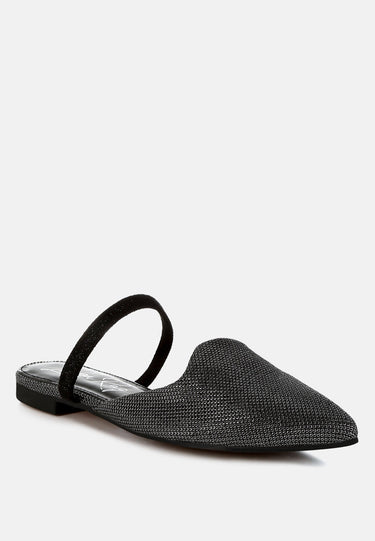 Glitter Faux Leather Flat Mules by RAG