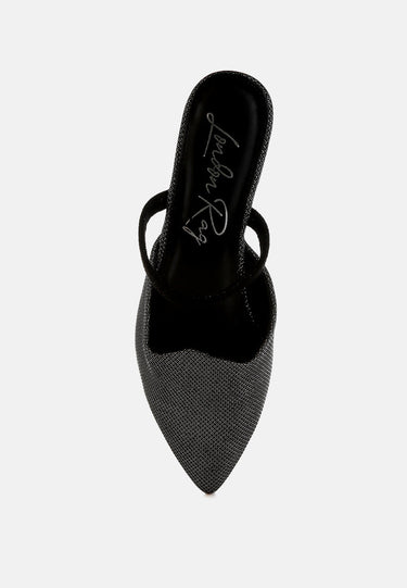 Glitter Faux Leather Flat Mules by RAG