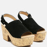 VENDELA Leather Slingback Platform Sandal in Black-Black