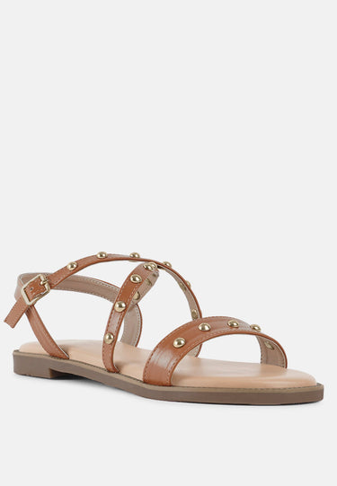 Women Stud Embellished Strappy Flats