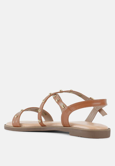 Women Stud Embellished Strappy Flats
