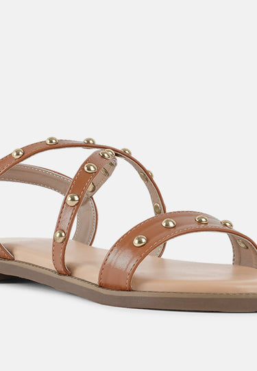 Women Stud Embellished Strappy Flats