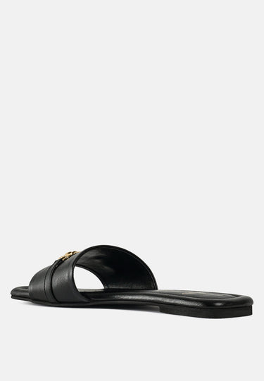 Women Metallic Buckle Embellished Slip Ons