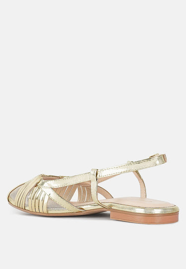 Women Metallic Faux Leather Slingback Sandals