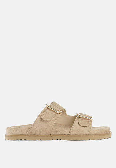 Women Microfiber Buckle Detail Sandals