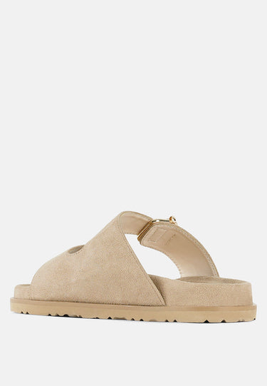 Women Microfiber Buckle Detail Sandals