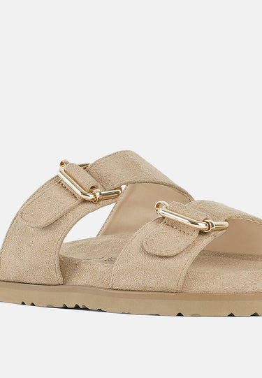Women Microfiber Buckle Detail Sandals