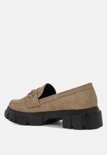 Women Soft Microfiber Chunky Loafers