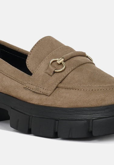 Women Soft Microfiber Chunky Loafers