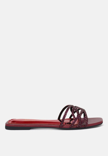 Women Rhinestone-Embellished Slip-on Flats