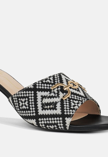 Women Textured Tapestry Kitten Heels