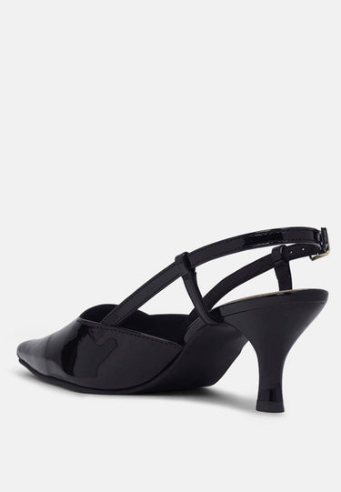 Women Patent Faux Leather Slingback Heels