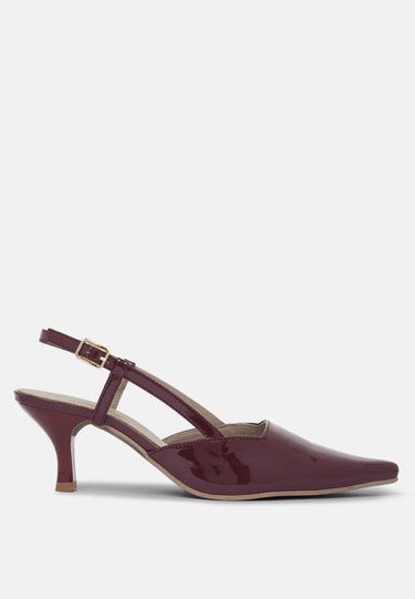 Women Patent Faux Leather Slingback Heels