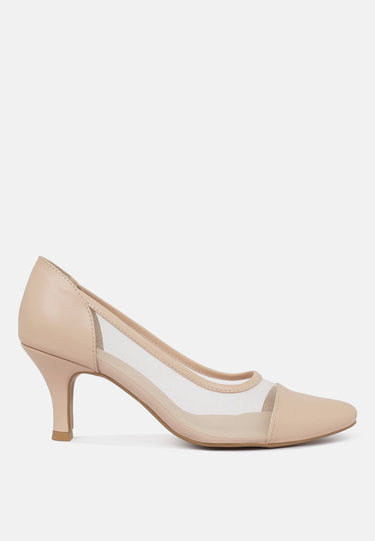 Women Mesh & Faux Leather Pumps