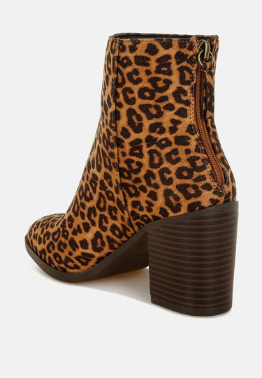 Veyara Leopard Print Block Heel Boots