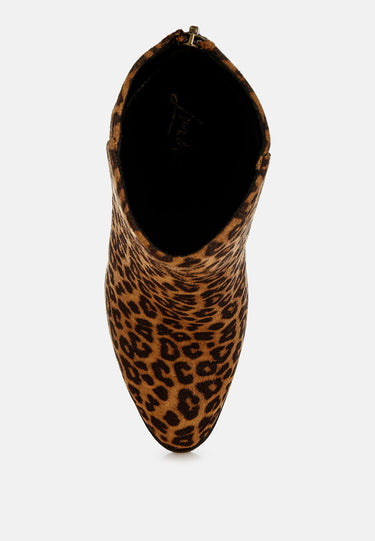 Veyara Leopard Print Block Heel Boots