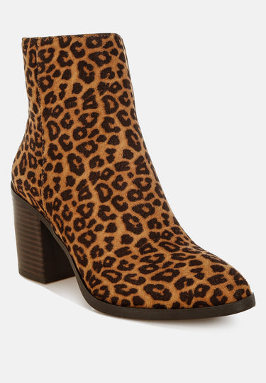 Veyara Leopard Print Block Heel Boots