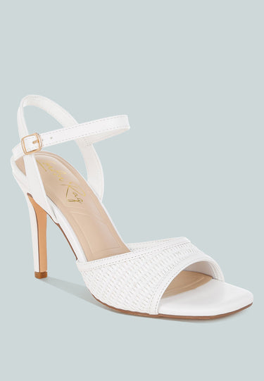 Raffia Square Toe Stiletto Heels by Mode
