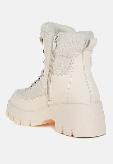 Faux Fur Detail Chunky Hiker Boots by RAG
