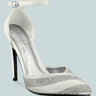 NOBLES White High Heeled Patent Diamante Sandals_White