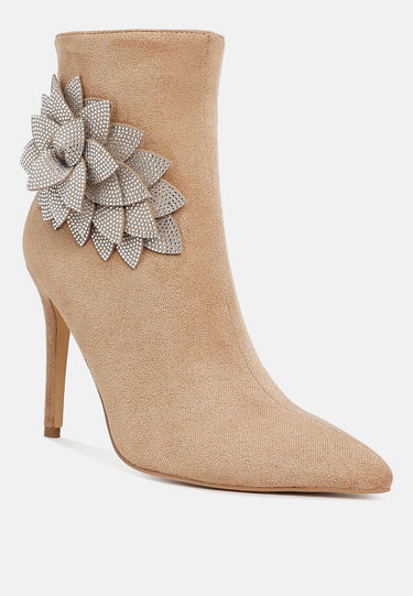 Rhinestones Petal Detail Boots by RAG