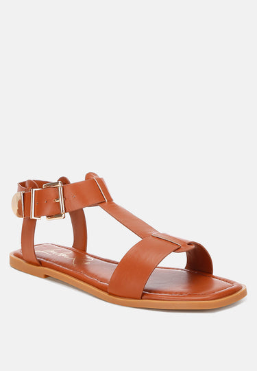 Yumal Buckled Square Toe Flat Sandals