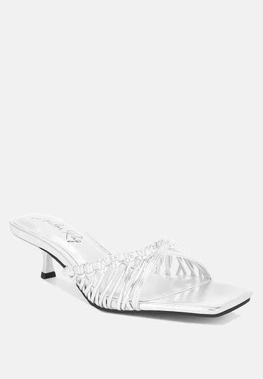 Zeldara Braided Strappy Kitten Heels