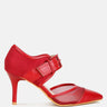 aneri buckle detail pump sandals#color_burgundy