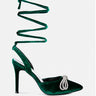 big treat rhinestone embellished lace up sandals#color_green