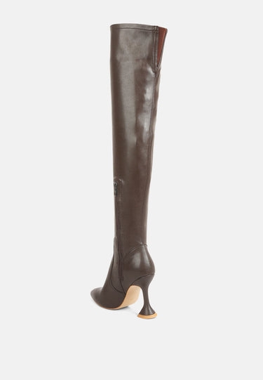 Brandy Faux Leather Over the Knee High Heeled Boots