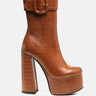 bumpy croc high block heeled chunky ankle boots#color_tan