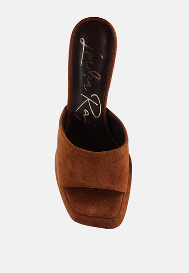 Copyme Micro Suede Slip on Spool Heel Sandals