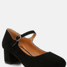 DALLIN Suede Block Heel Mary Janes in Black#color_black
