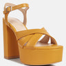 de vil crisscross straps slim block heel sandals in Tan#color_tan